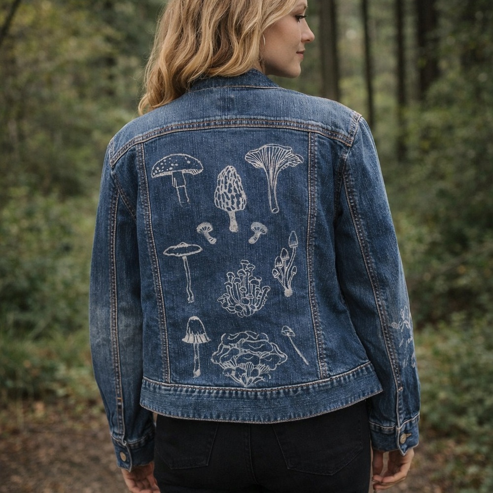 Custom Botanical Art | Upcycled GAP Jean Jacket | Forestcore Statement Piece - Picture 12 of 12